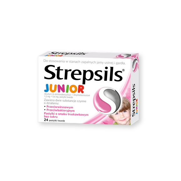 Strepsils Junior, pastylki, 24 szt. Strepsils Junior, pastylki, 24 szt. - zdjęcie produktu