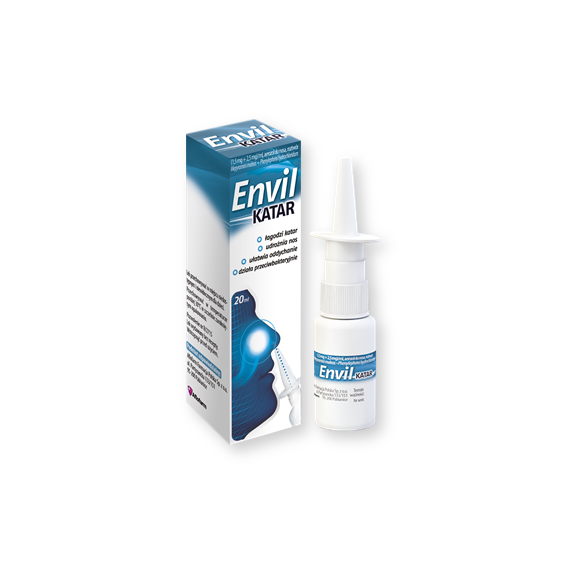 Envil katar, 1,5 mg+2,5 mg/ml, aerozol do nosa, 20 ml Envil katar, 1,5 mg+2,5 mg/ml, aerozol do nosa, 20 ml - zdjęcie produktu