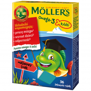 Moller's Omega-3 Rybki, żelki, smak malinowy, 36 szt. - zdjęcie produktu