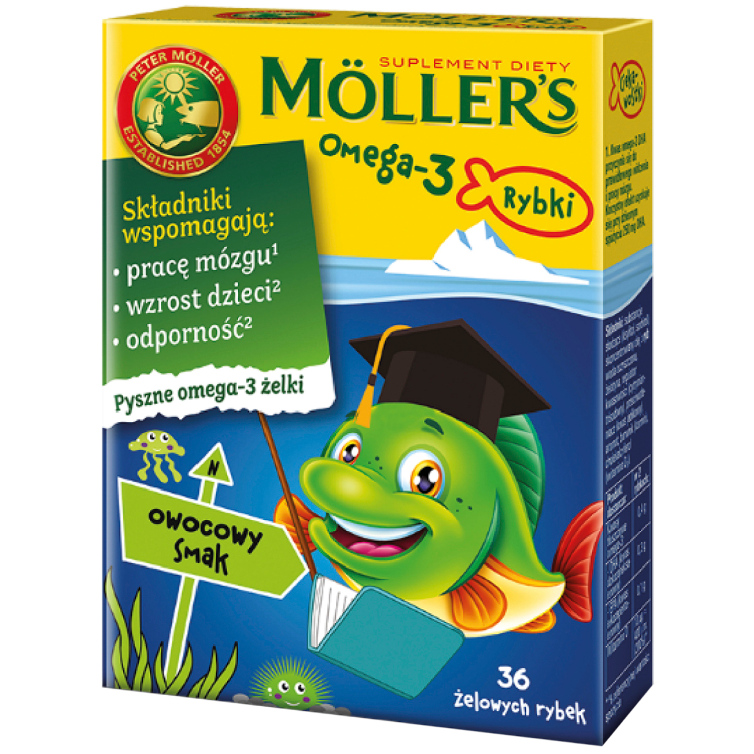 Moller's Omega-3 Rybki, żelki, smak owocowy, 36 szt.