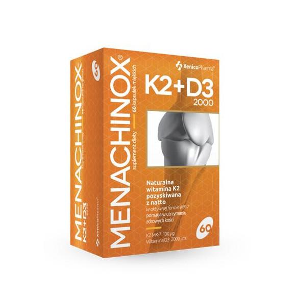 Menachinox K2 + D3 2000, kapsułki miękkie, 60 szt. Menachinox K2 + D3 2000, kapsułki miękkie, 60 szt. - zdjęcie produktu