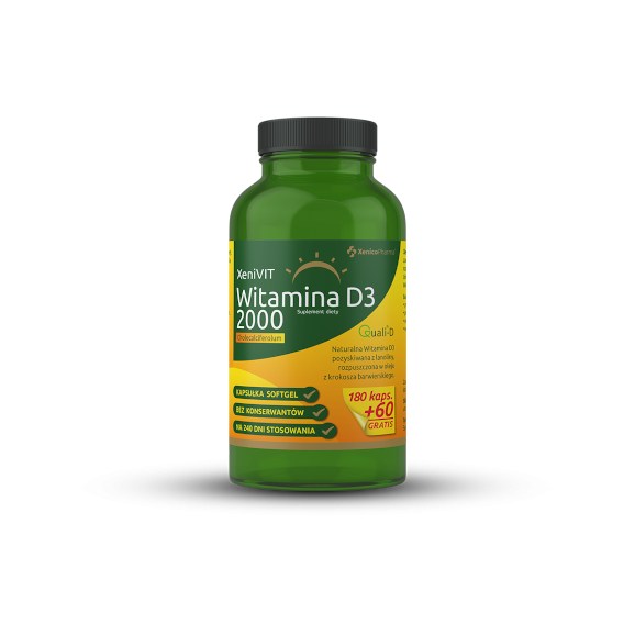XeniVIT Witamina D 2000, kapsułki miękkie, 240 szt. XeniVIT Witamina D 2000, kapsułki miękkie, 240 szt. - zdjęcie produktu