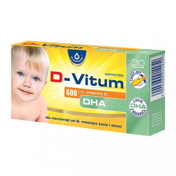 D-Vitum 600 j.m.witam.D DHA, kapsułki twist-off, 30 szt. D-Vitum 600 j.m.witam.D DHA, kapsułki twist-off, 30 szt. - zdjęcie produktu