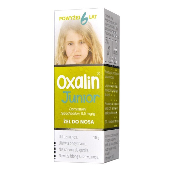 Oxalin Junior, 0,5 mg/g, żel do nosa, 10 g (butelka) Oxalin Junior, 0,5 mg/g, żel do nosa, 10 g (butelka) - zdjęcie produktu
