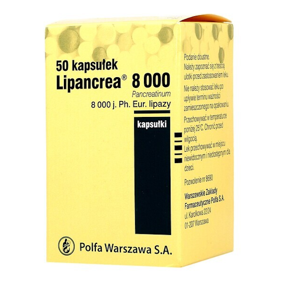 Lipancrea, 8000 j. lipazy, kapsułki, 50 szt. Lipancrea, 8000 j. lipazy, kapsułki, 50 szt. - zdjęcie produktu