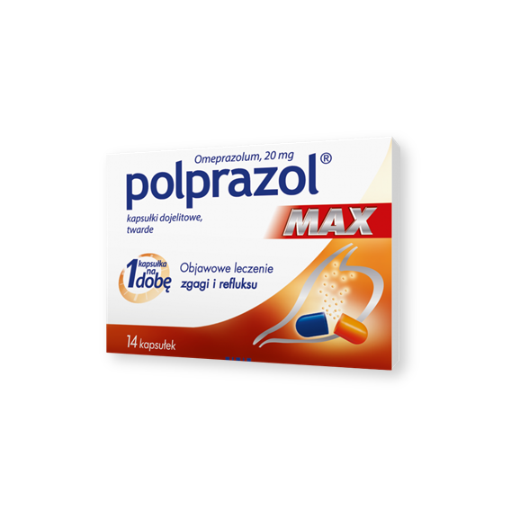 Polprazol Max, 20 mg, kapsułki dojelitowe, twarde, 14 szt. Polprazol Max, 20 mg, kapsułki dojelitowe, twarde, 14 szt. - zdjęcie produktu