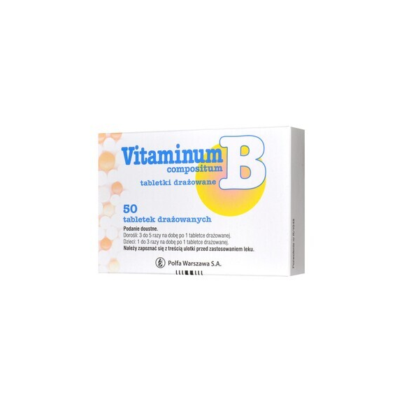 Vitaminum B compositum, tabletki drażowane, 50 szt. Vitaminum B compositum, tabletki drażowane, 50 szt. - zdjęcie produktu
