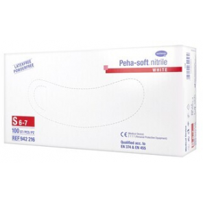 Rękawice Peha-Soft Nitrile White, bezpudrowe, rozmiar S, 100 szt. - zdjęcie produktu