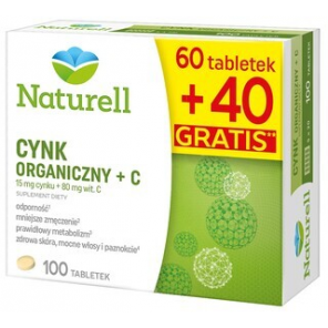 Naturell Cynk Organiczny + C, tabletki, 100 szt. - zdjęcie produktu