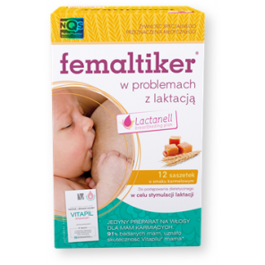 Femaltiker Plus karmelowy, proszek, 12 sasz. + Vitapil Mama, 4 tabl. - zdjęcie produktu