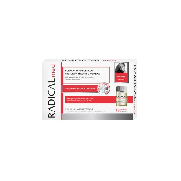 Radical Med, kuracja przeciw wypadaniu włosów dla kobiet, 5 ml, 15 ampułek Radical Med, kuracja przeciw wypadaniu włosów dla kobiet, 5 ml, 15 ampułek - zdjęcie produktu