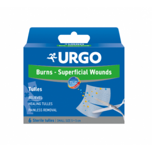 Urgo, Opatrunek na oparzenia i rany powierzchniowe, 5 x 5 cm, 6 szt. - zdjęcie produktu