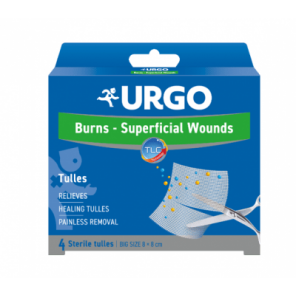 Urgo, Opatrunek na oparzenia i rany powierzchniowe, 8 x 8 cm, 4 szt. - zdjęcie produktu