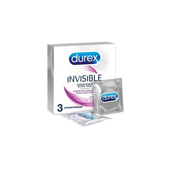 Durex Invisible, prezerwatywy super cienkie, dodatkowo nawilżane, 3 szt. Durex Invisible, prezerwatywy super cienkie, dodatkowo nawilżane, 3 szt. - zdjęcie produktu