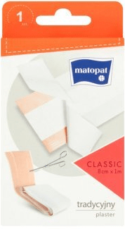 Matopat Classic, plaster z opatrunkiem do cięcia, tkaninowy, 8 cm x 1 m, 1 szt