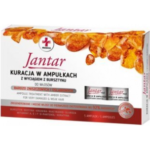 Jantar Medica, kuracja bursztynowa do włosów zniszczonych i osłabionych, 5 ml x 5 ampułek - zdjęcie produktu