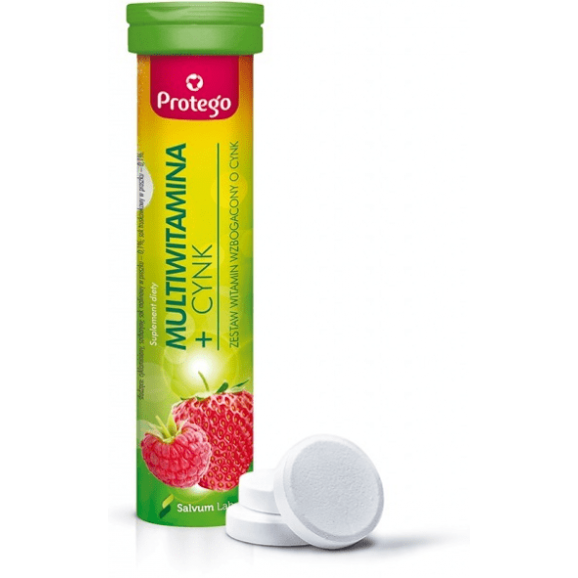 Protego Multiwitamina + Cynk, tabletki musujące, 20 szt. Protego Multiwitamina + Cynk, tabletki musujące, 20 szt. - zdjęcie produktu