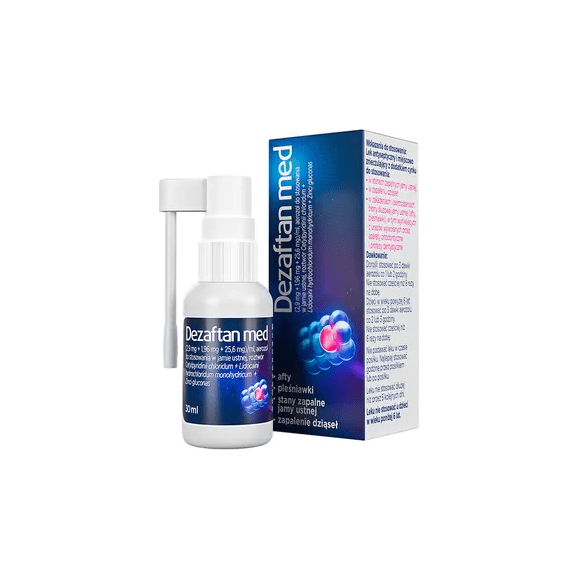 Dezaftan med, aerozol do stosowania w jamie ustnej, 30 ml Dezaftan med, aerozol do stosowania w jamie ustnej, 30 ml - zdjęcie produktu