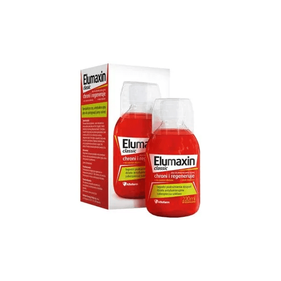 Elumaxin Classic, płyn do płukania jamy ustnej, ochrona i regeneracja, 220 ml Elumaxin Classic, płyn do płukania jamy ustnej, ochrona i regeneracja, 220 ml - zdjęcie produktu