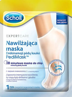 Scholl PediMask, nawilżająca maska do stóp z olejkiem makadamia, 1 para