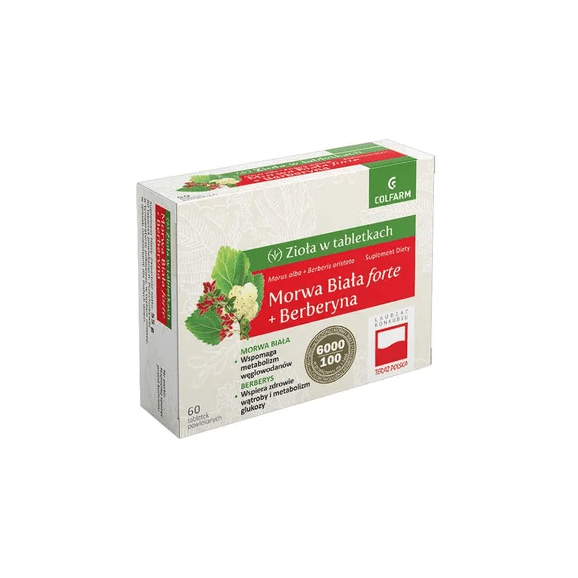 Morwa Biała Forte + Berberyna, tabletki powlekane, 60 szt. Morwa Biała Forte + Berberyna, tabletki powlekane, 60 szt. - zdjęcie produktu