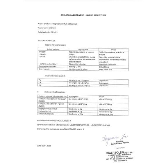 Magnez Forte PULS, tabletki, 60 szt. - zdjęcie produktu