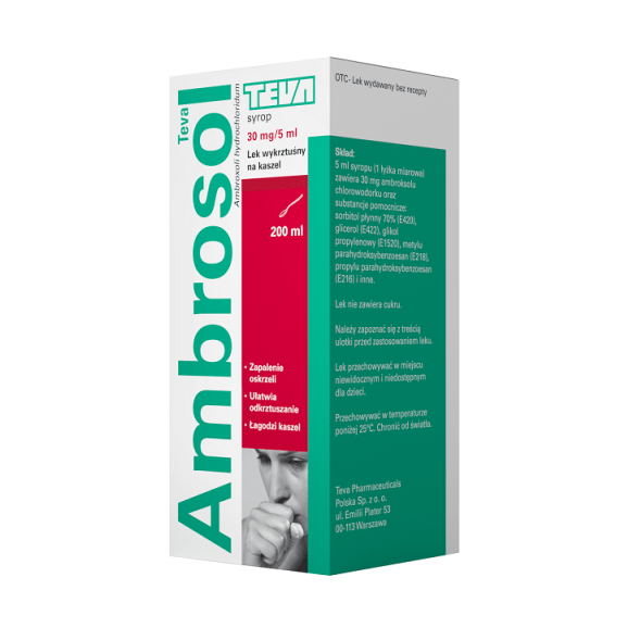 Ambrosol Teva, 30 mg/5 ml, syrop, 200 ml Ambrosol Teva, 30 mg/5 ml, syrop, 200 ml - zdjęcie produktu