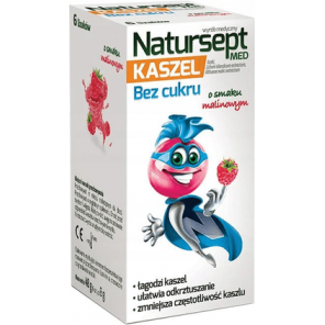Natursept MED kaszel, lizaki bez cukru, smak malinowy, 6 szt. - zdjęcie produktu