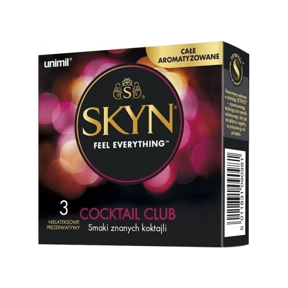 Unimil Skyn Cocktail Club, nielateksowe prezerwatywy aromatyzowane, 3 szt. Unimil Skyn Cocktail Club, nielateksowe prezerwatywy aromatyzowane, 3 szt. - zdjęcie produktu