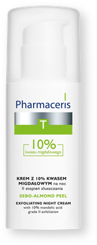 Pharmaceris T Sebo-Almond Peel 10%, krem z 10% kwasem migdałowym, na noc, II stopień złuszczania, 50 ml