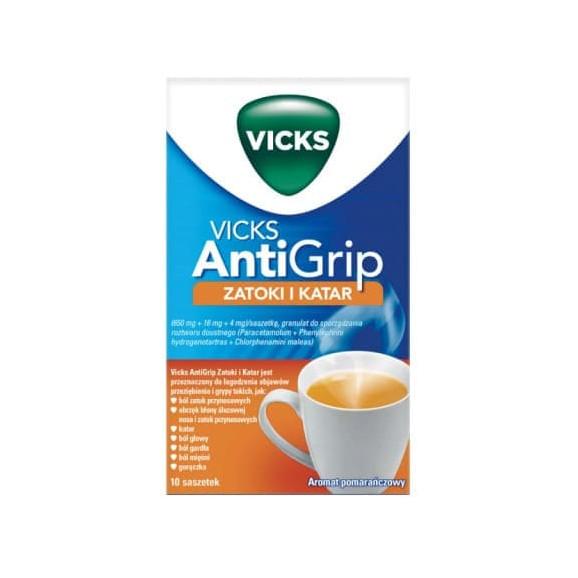 Vicks AntiGrip Zatoki i Katar, saszetki, 10 szt. Vicks AntiGrip Zatoki i Katar, saszetki, 10 szt. - zdjęcie produktu