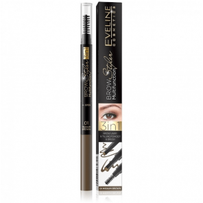 Kredka do brwi Eveline Brow Styler 3w1, 01 MEDIUM BROWN, 1 szt. - zdjęcie produktu