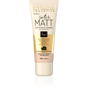Podkład matujący Eveline Satin Matt, 102 VANILLA, 30 ml - zdjęcie produktu