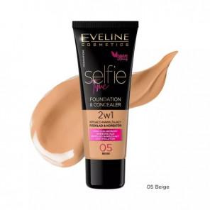 Podkład i korektor 2w1 kryjąco-nawilżający Eveline Selfie Time, 05 BEIGE, 30 ml - zdjęcie produktu