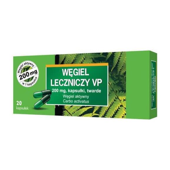 Węgiel leczniczy VP 200 mg, kapsułki, 20 szt. Węgiel leczniczy VP 200 mg, kapsułki, 20 szt. - zdjęcie produktu