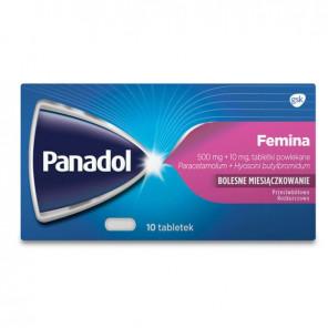 Panadol Femina 500 mg + 10 mg, tabletki powlekane, 10 szt. - zdjęcie produktu