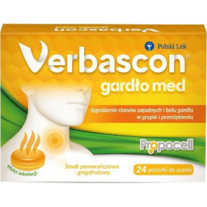 Verbascon Gardło Med, pastylki do ssania, pomarańcza/grejfrut, 24 szt. - zdjęcie produktu