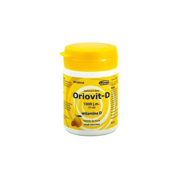 Oriovit-D 1000, tabletki do żucia, smak owocowy, 100 szt. Oriovit-D 1000, tabletki do żucia, smak owocowy, 100 szt. - zdjęcie produktu