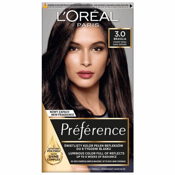 Farba do włosów L’Oréal Paris Preference, 3.0 Brasilia CIEMNY BRĄZ, 1 szt. Farba do włosów L’Oréal Paris Preference, 3.0 Brasilia CIEMNY BRĄZ, 1 szt. - zdjęcie produktu
