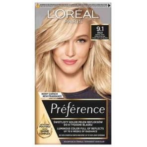 Farba do włosów L’Oréal Paris Preference, 9.1 Oslo BARDZO JASNY POPIELATY BLOND, 1 szt. - zdjęcie produktu