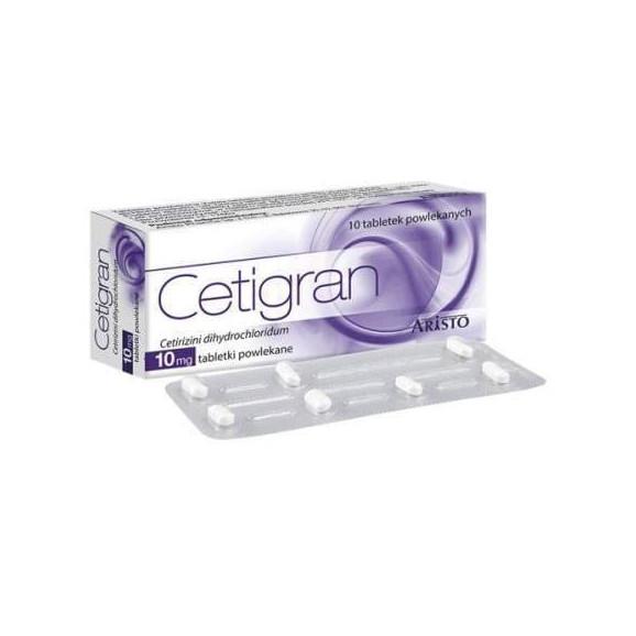 Cetigran 10 mg, tabletki, 10 szt. Cetigran 10 mg, tabletki, 10 szt. - zdjęcie produktu