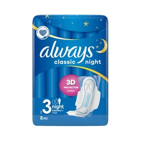 Podpaski ze skrzydełkami, Always Classic Night, 8 szt. Podpaski ze skrzydełkami, Always Classic Night, 8 szt. - zdjęcie produktu