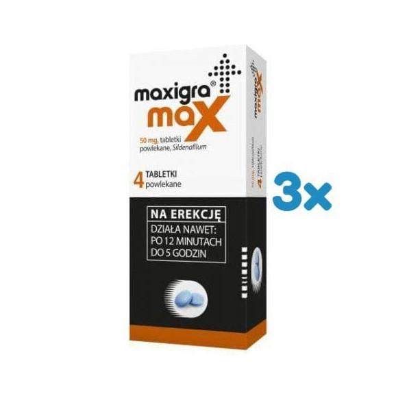 Maxigra Max, 50 mg, tabletki powlekane, 12 szt. Maxigra Max, 50 mg, tabletki powlekane, 12 szt. - zdjęcie produktu