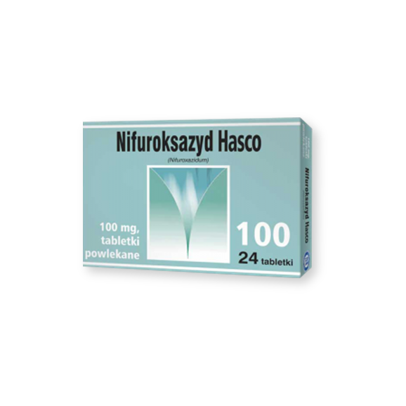 Nifuroksazyd Hasco, 100 mg, tabletki powlekane, 24 szt. Nifuroksazyd Hasco, 100 mg, tabletki powlekane, 24 szt. - zdjęcie produktu