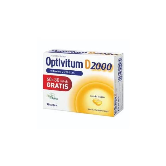 Optivitum D 2000 j.m, kapsułki, 90 szt. Optivitum D 2000 j.m, kapsułki, 90 szt. - zdjęcie produktu