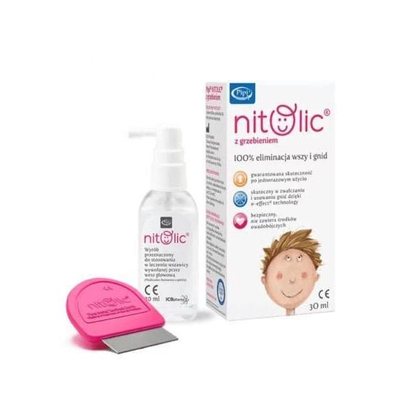 Pipi Nitolic przeciw wszawicy, spray + grzebień, 30 ml Pipi Nitolic przeciw wszawicy, spray + grzebień, 30 ml - zdjęcie produktu
