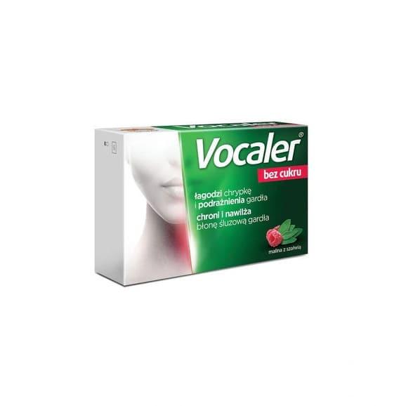 Vocaler bez cukru, pastylki do ssania, malina i szałwia, 12 szt. Vocaler bez cukru, pastylki do ssania, malina i szałwia, 12 szt. - zdjęcie produktu