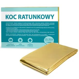 Koc ratunkowy srebrno-złoty 210 x 160 cm PASO, 1 szt.