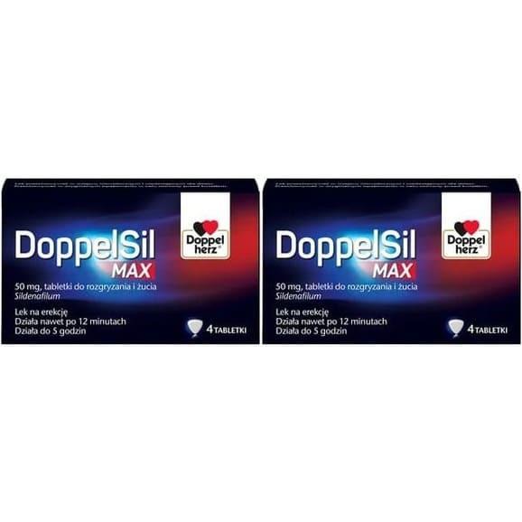 DoppelSil Max 50 mg, tabletki do rozgryzania i żucia, 2x 4 szt. DoppelSil Max 50 mg, tabletki do rozgryzania i żucia, 2x 4 szt. - zdjęcie produktu