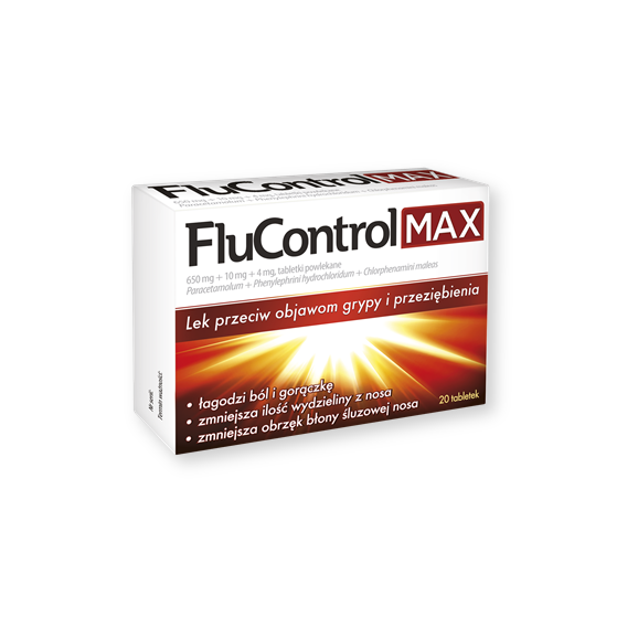 FluControl Max, 650 mg+10 mg+4 mg, tabletki powlekane, 10 szt. FluControl Max, 650 mg+10 mg+4 mg, tabletki powlekane, 10 szt. - zdjęcie produktu